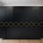 Hive 6-Door Wardrobe with Drawers – Black & Gold Beehive Pattern, Home Centre, 240x60x220 cm